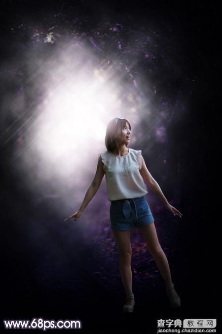 Photoshop将树林人物图片打造梦幻的暗紫色2
