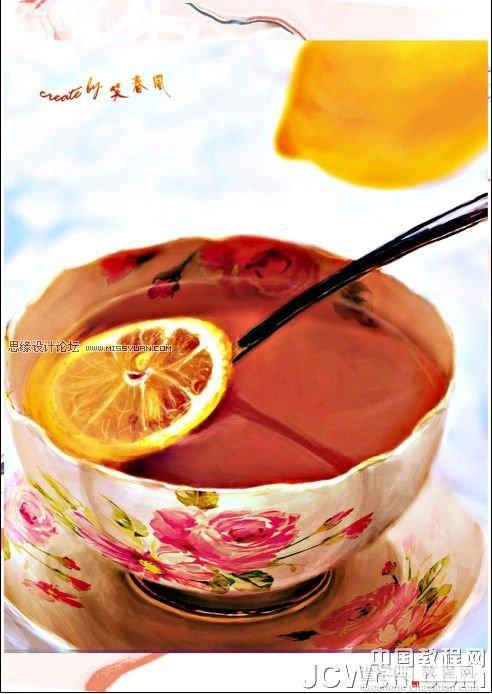 Photoshop鼠绘水彩效果的柠檬茶9
