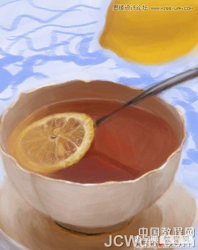 Photoshop鼠绘水彩效果的柠檬茶5