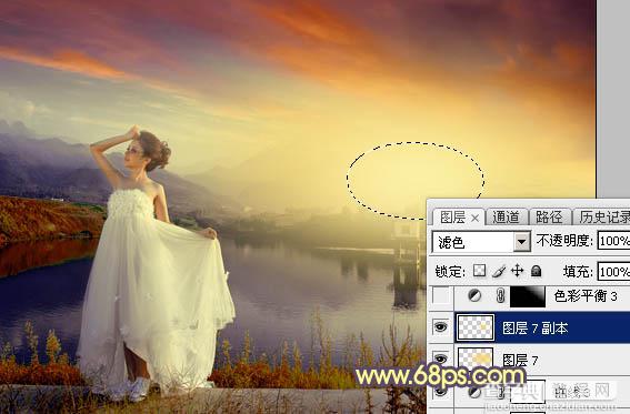 Photoshop为水塘边的美女调制出梦幻唯美的晨曦阳光色32