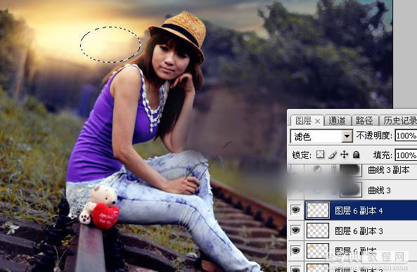 Photoshop为铁轨上的人物加上昏暗的暖色晨曦效果教程38