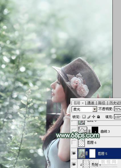 Photoshop为外景人物图片打造出古典梦幻的淡调青绿色33