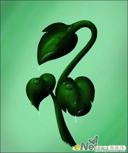 Photoshop手绘制青翠欲滴的绿色植物25