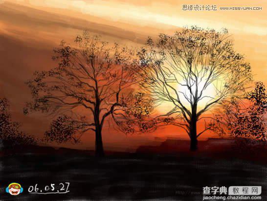 photoshop鼠绘出晨曦中的树林插画10