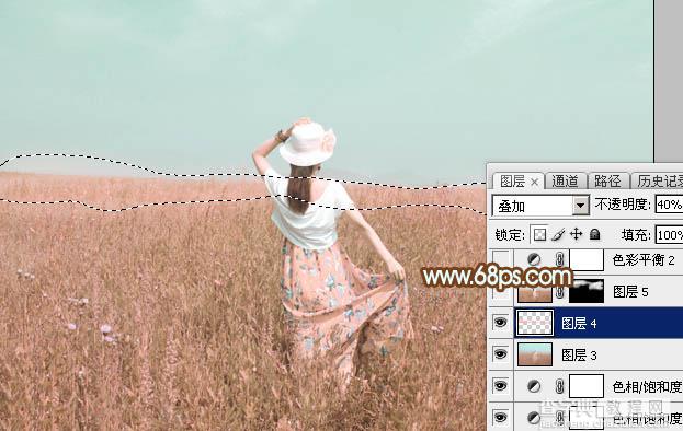 Photoshop为草原人物图片打造出韩系淡粉色31