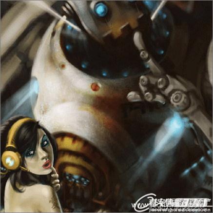 PS鼠标绘制淘气的机器人和女机械修理师13