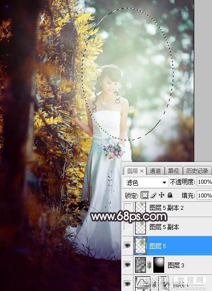 Photoshop将树林婚片打造甜美的逆光青红色16