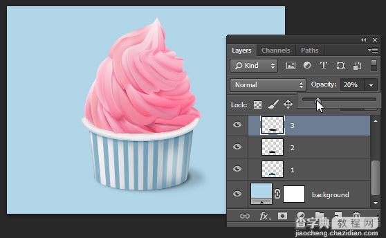 Photoshop制作一个美味的粉色冰淇淋图标教程56