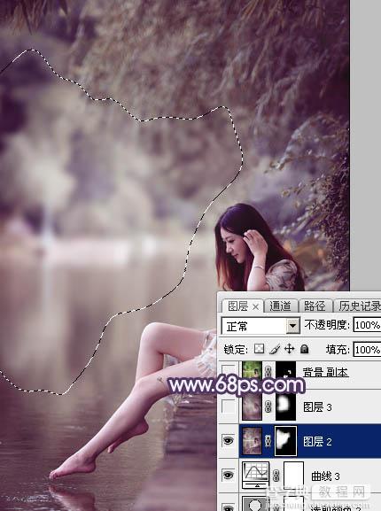 Photoshop打造柔美的中性冷色湖景美女图片教程32