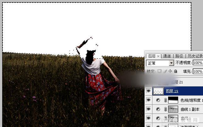 Photoshop为草原上的人物加上昏暗的暖色逆光效果教程17