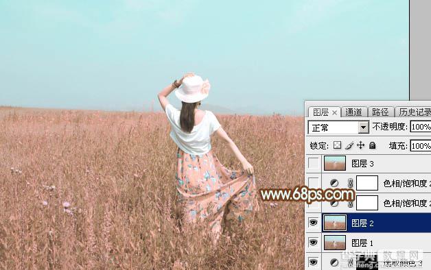 Photoshop为草原人物图片打造出韩系淡粉色26