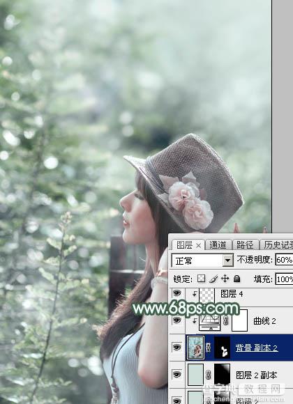 Photoshop为外景人物图片打造出古典梦幻的淡调青绿色32