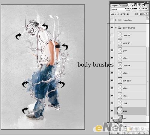 Photoshop将牛仔裤帅哥制作出手绘草图特效7