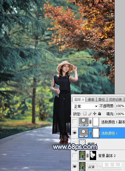 Photoshop调制出唯美的暗调秋季色树林人物图片7