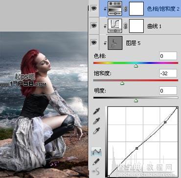 photoshop合成制作出绝望的美女蹲坐在海边的场景14