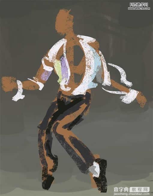 photoshop 鼠绘一张MJ的经典舞步油画3