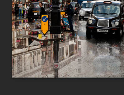 Photoshop将街道图片调出雨水湿润的路面51