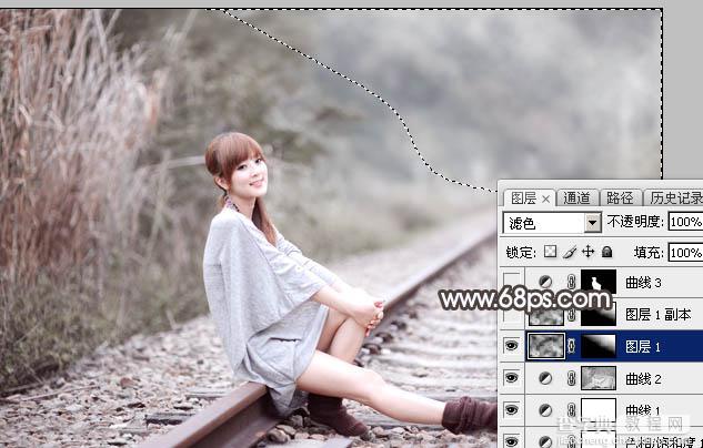 用Photoshop制作淡美的蓝褐色外景人物图片23