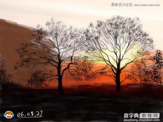 photoshop鼠绘出晨曦中的树林插画8