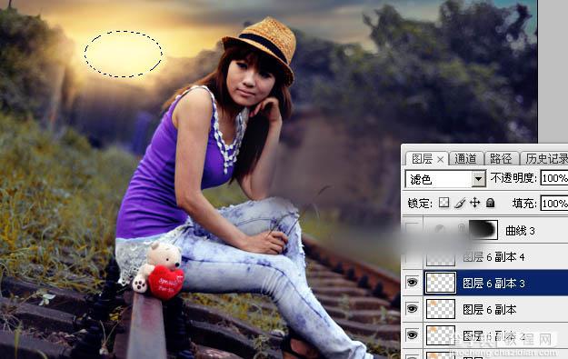 Photoshop为铁轨上的人物加上昏暗的暖色晨曦效果教程37
