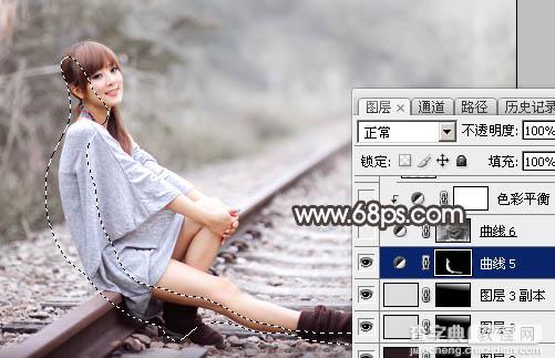 用Photoshop制作淡美的蓝褐色外景人物图片35