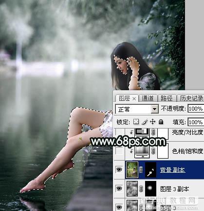 Photoshop调制出柔美的古典暗绿色水景人物图片20