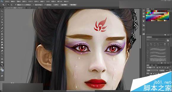 Photoshop把花千骨照片转唯美的流泪手绘效果25