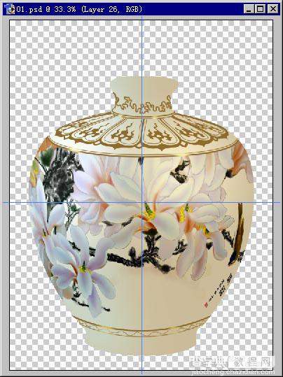 Photoshop绘制出逼真精美的彩绘国画陶瓷13