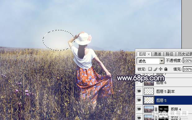 Photoshop为荒草中的美女加上漂亮的韩系蓝褐色42