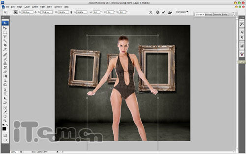 Photoshop 制作有趣的美女透明衣服效果5