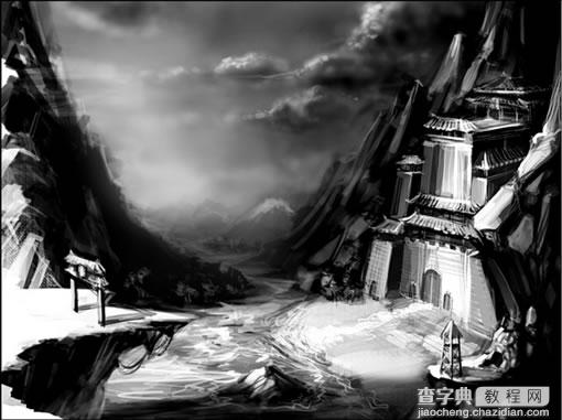 PS绘制一幅依山而建的带有中国风的城池7