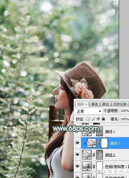 Photoshop将夏季美女图片打造除梦幻的古典中性绿色10