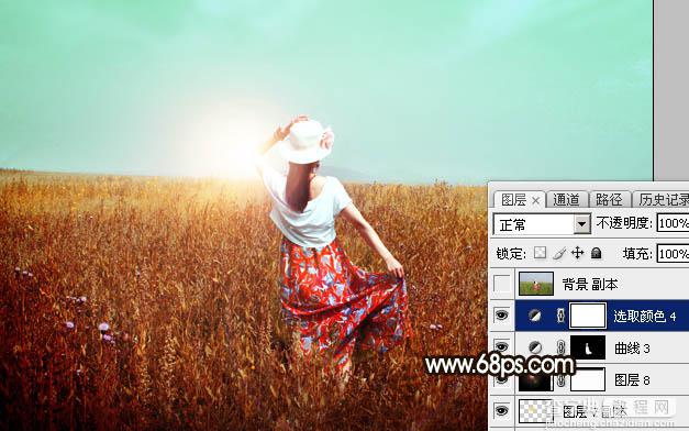 Photoshop为草原上的人物加上唯美的逆光效果36