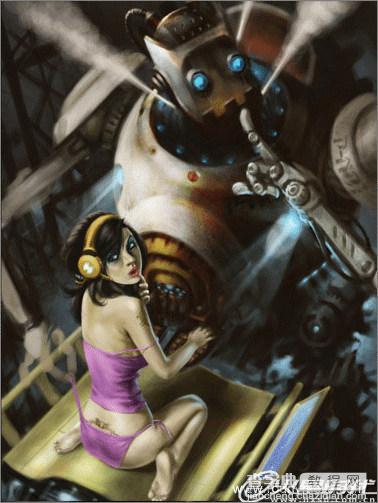 PS鼠标绘制淘气的机器人和女机械修理师16