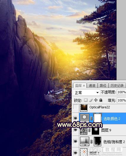 Photoshop使用渲染工具将风景图片增加大气的霞光色35