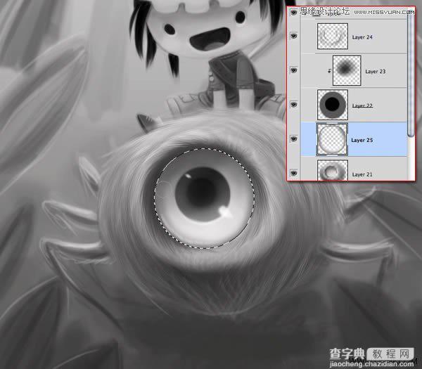Photoshop绘制一幅骑在宠物蜘蛛上的孩子奇幻插画教程25