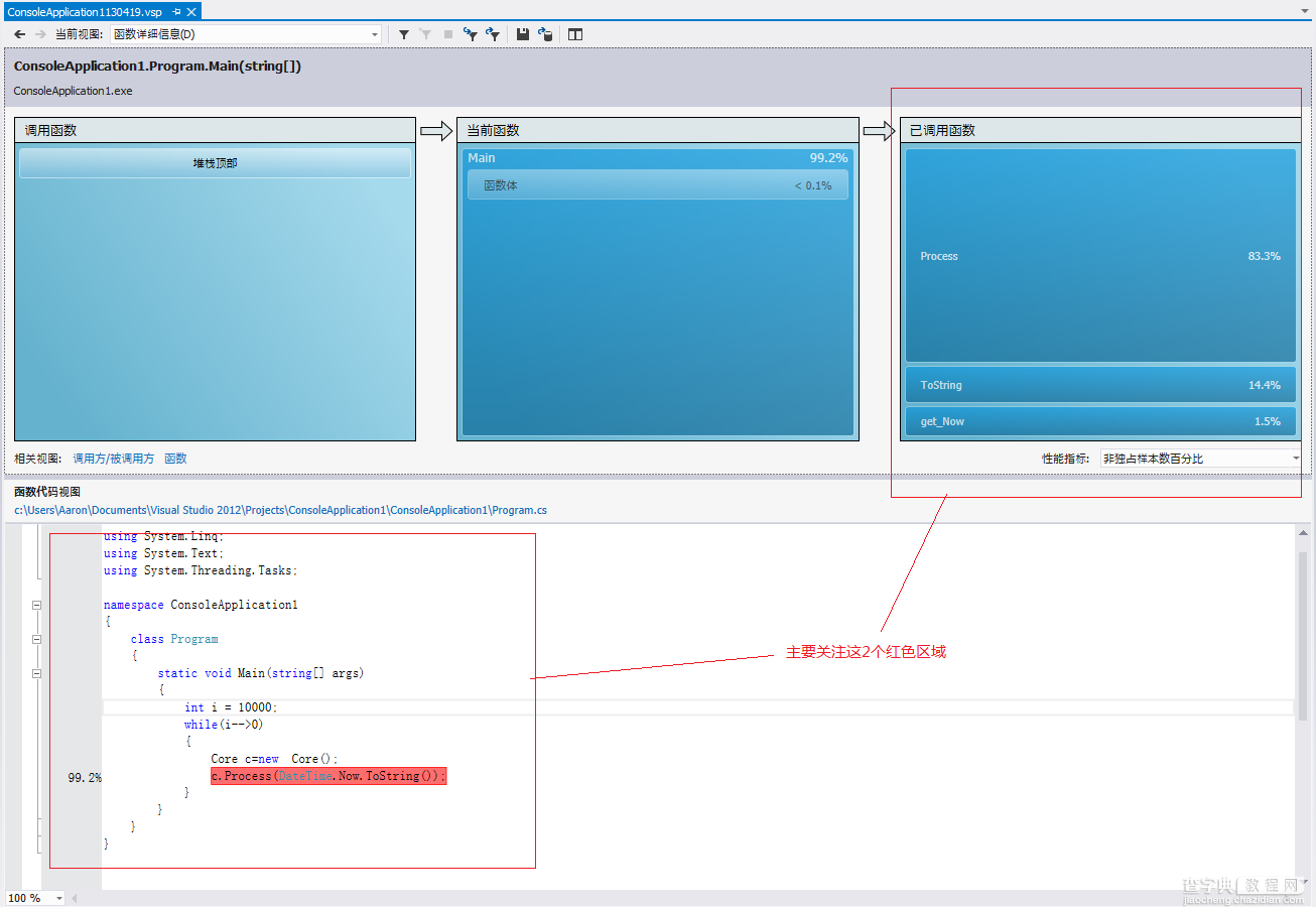 关于VS2012自带的 性能分析 工具使用实例(图文介绍)4