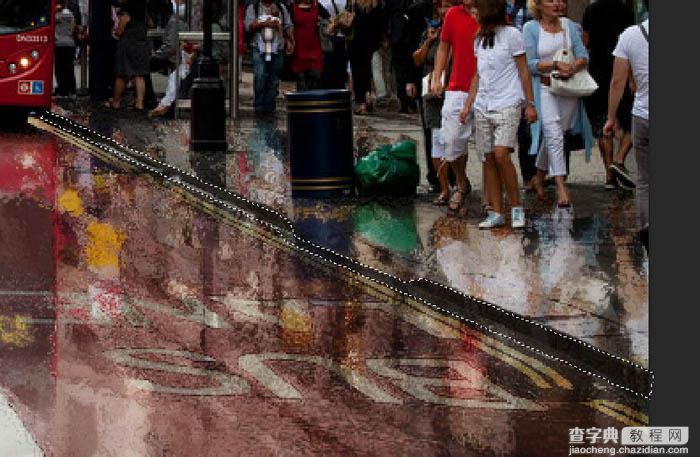 Photoshop将街道图片调出雨水湿润的路面60