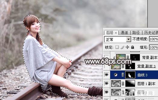 用Photoshop制作淡美的蓝褐色外景人物图片26