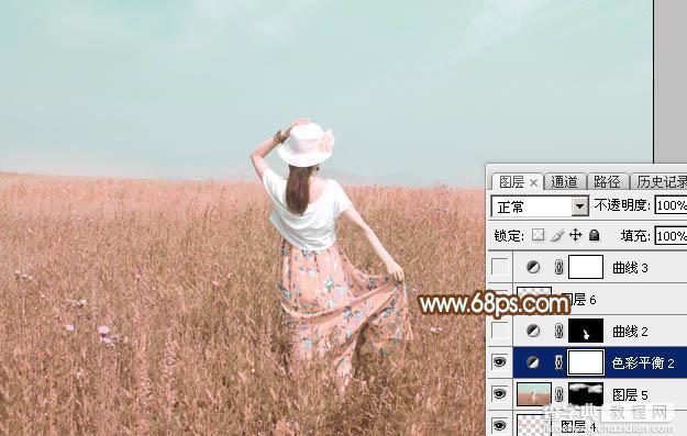 Photoshop为草原人物图片打造出韩系淡粉色33