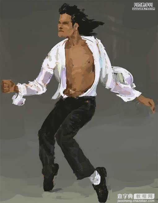photoshop 鼠绘一张MJ的经典舞步油画5