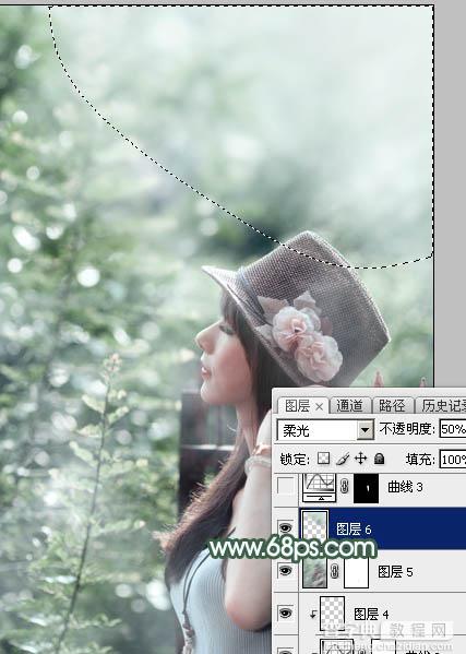 Photoshop为外景人物图片打造出古典梦幻的淡调青绿色34