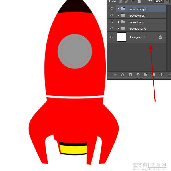 PS制作精致的红色卡通小火箭24