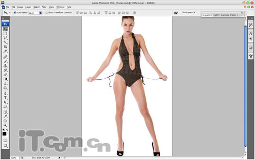 Photoshop 制作有趣的美女透明衣服效果2