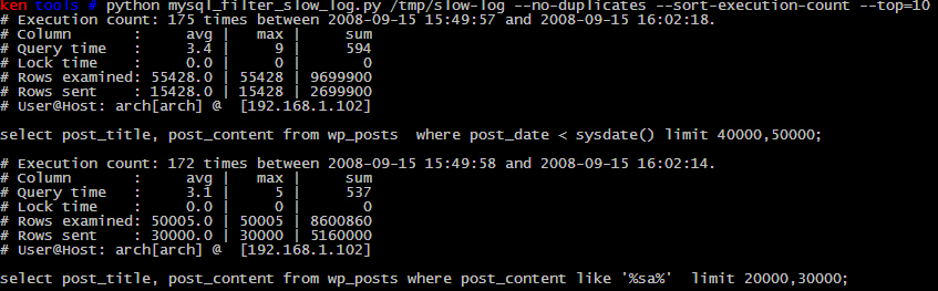 五款常用mysql slow log分析工具的比较分析5