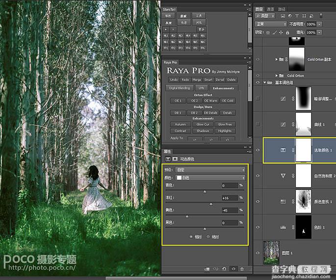 Photoshop利用调整与滤镜将树林图片加上唯美的晨曦透射光束9