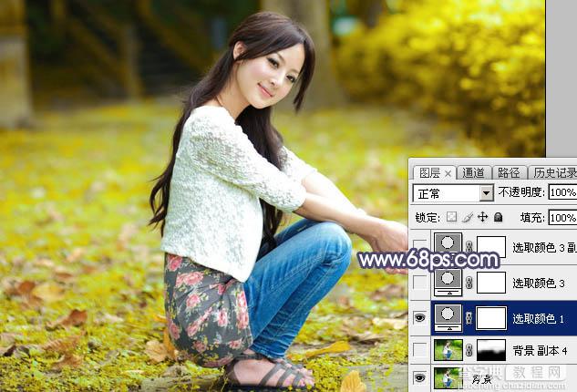Photoshop为草地人物图片打造柔和的秋季淡黄色6