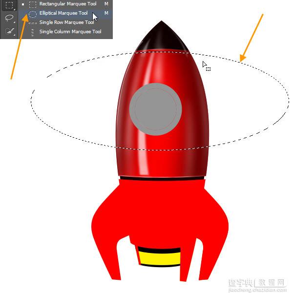 PS制作精致的红色卡通小火箭44