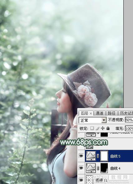 Photoshop为外景人物图片打造出古典梦幻的淡调青绿色41