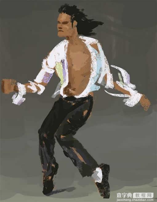 photoshop 鼠绘一张MJ的经典舞步油画4